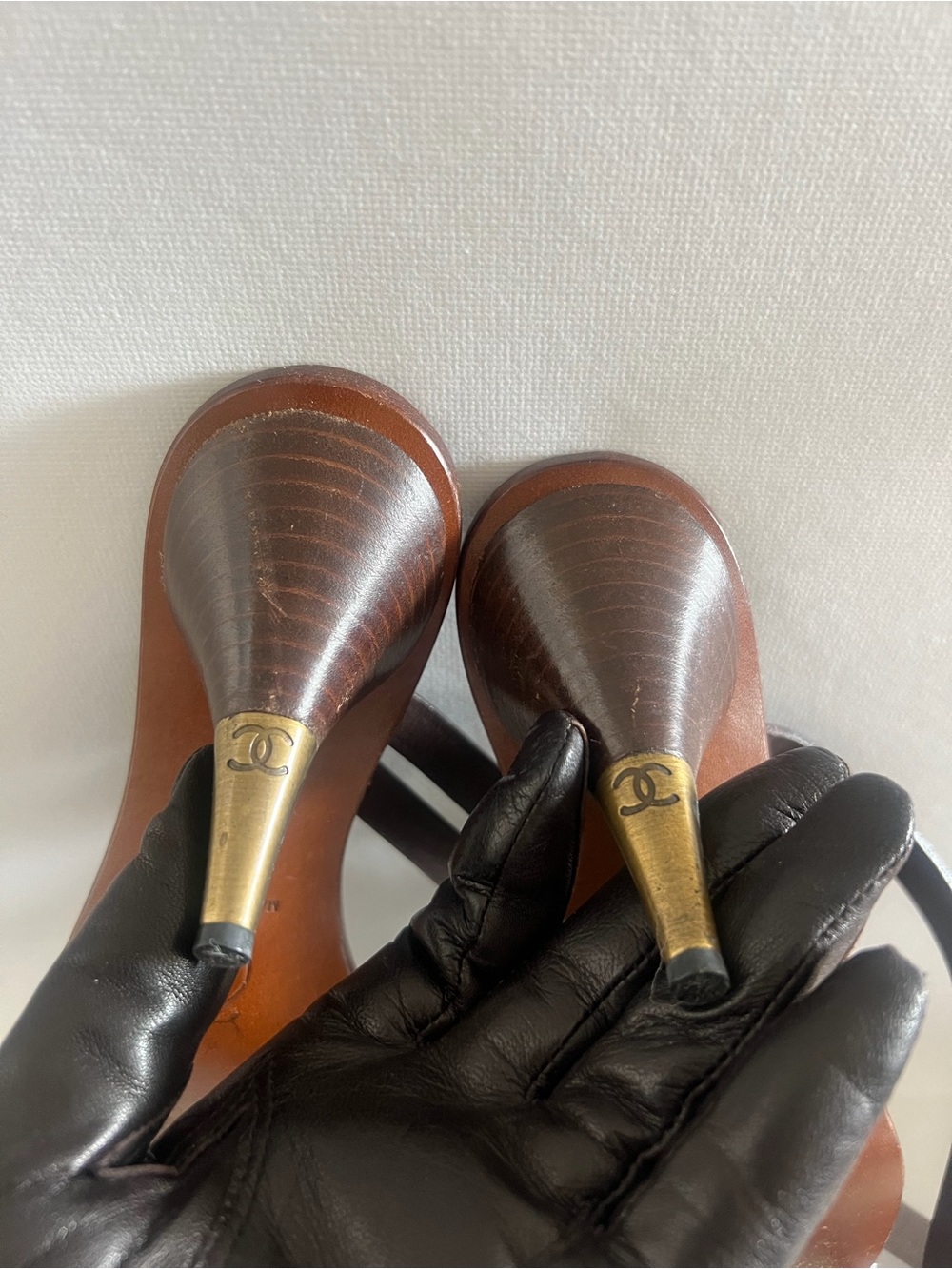 Chanel Brown Strappy Ankle-Wrap Heeled Sandals - Picture 7 of 13